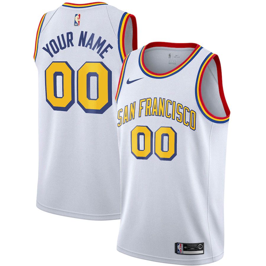 Men Golden State Warriors Nike White Hardwood Classics Custom Swingman NBA Jersey->golden state warriors->NBA Jersey